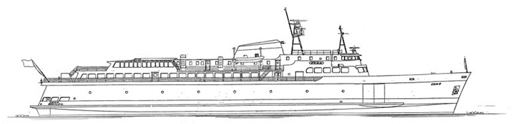 pencil drawing of the MV Coho